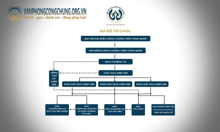 Sơ đồ tổ chức của Hiệp hội công chứng viên Việt Nam
