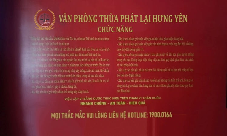 Chức năng của văn phòng thừa phát lại Hưng Yên